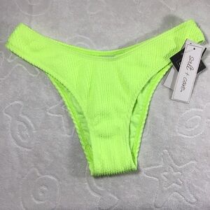 Salt + Cove Ribbed Neon Yellow Green High Leg Scoop Bikini Bottom - NWT